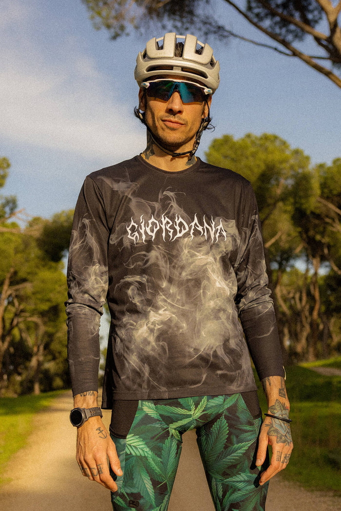 Beyond Gravel Smoke Long Sleeve Tee by Giordana Cycling, 3XS, Made in Italy