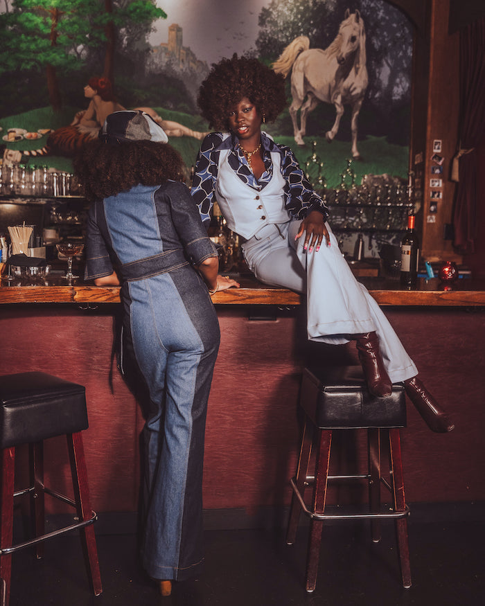 Light blue denim 70s style waistcoat - Soul Sister since 1969