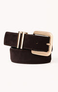 Billini Delta Belt ~ Dark Cacao Suede Leather Gold