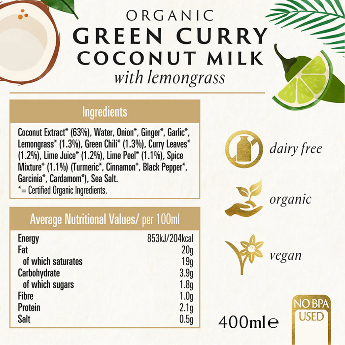 Biona Green Curry Coconut Milk with Lemongrass 400g