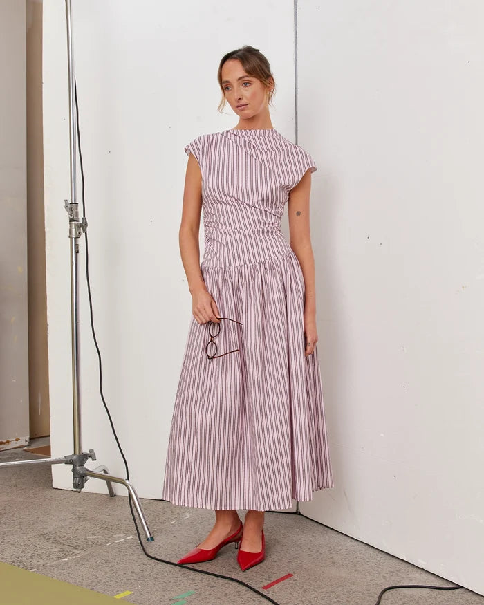 BIRDIE MAXI DRESS PINK LADY STRIPE