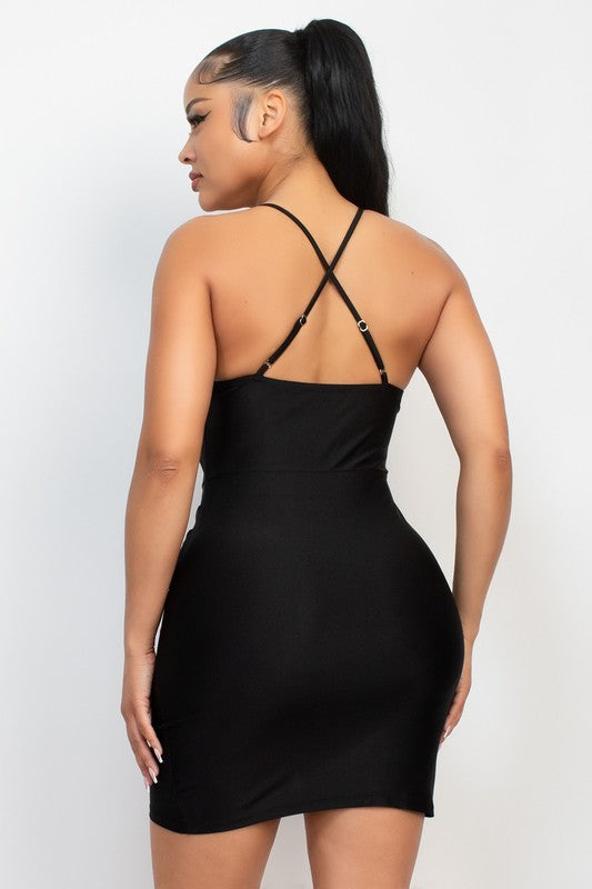 Black Asymmetrical Cowl Neckline Dress
