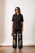 Black Leaf Cotton Embroidered Co-ord Set