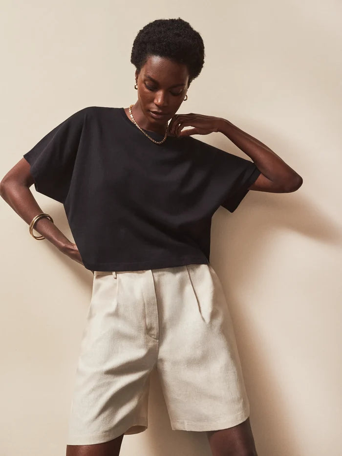 Black Ultimate Pure Cotton Cropped Tee