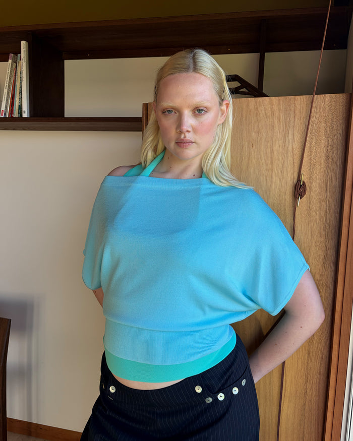 BODE BATWING SHORT SLEEVE TOP AQUA