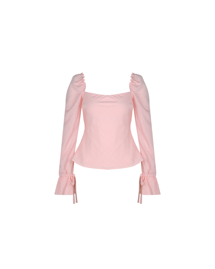 BON GINGHAM TOP PINK GINGHAM