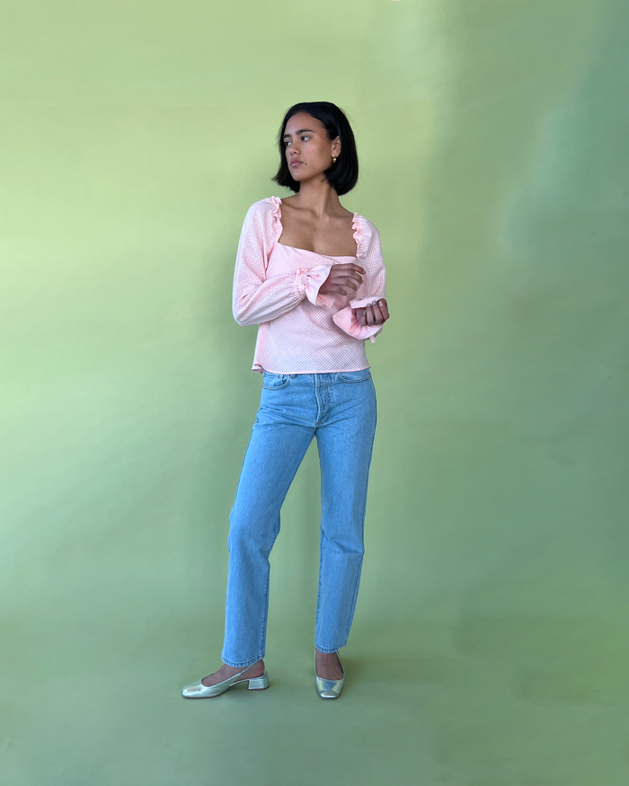 BON GINGHAM TOP PINK GINGHAM