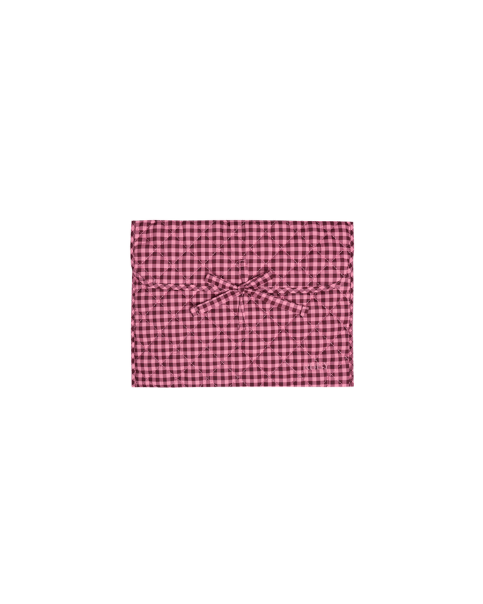 BOW TIE LAPTOP CASE 13" PINK BURGUNDY GINGHAM