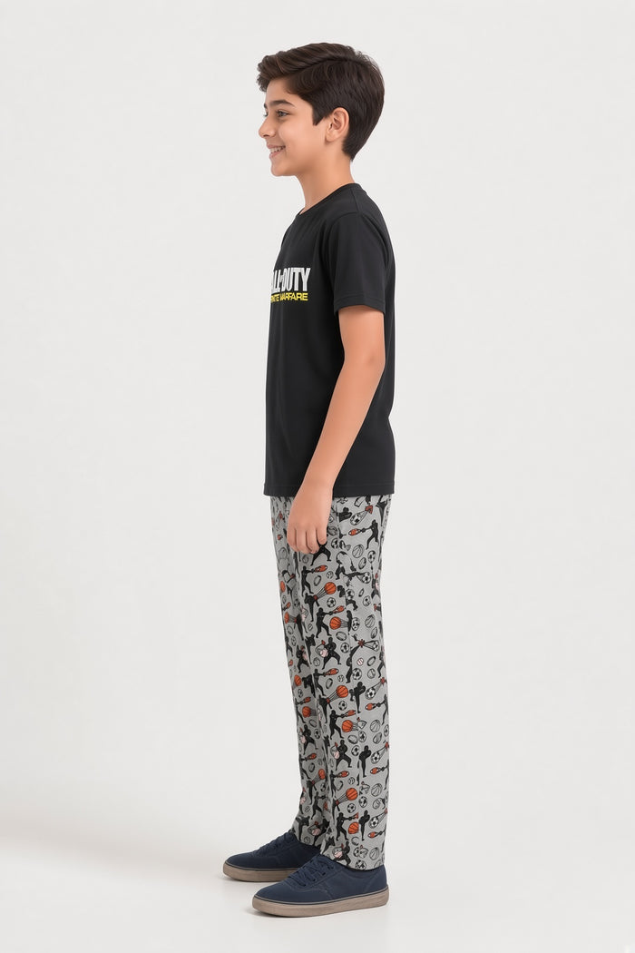 Boys Premium Black T-Shirt & Grey Printed Trouser Set (Call of Duty) - Hinz Clothing