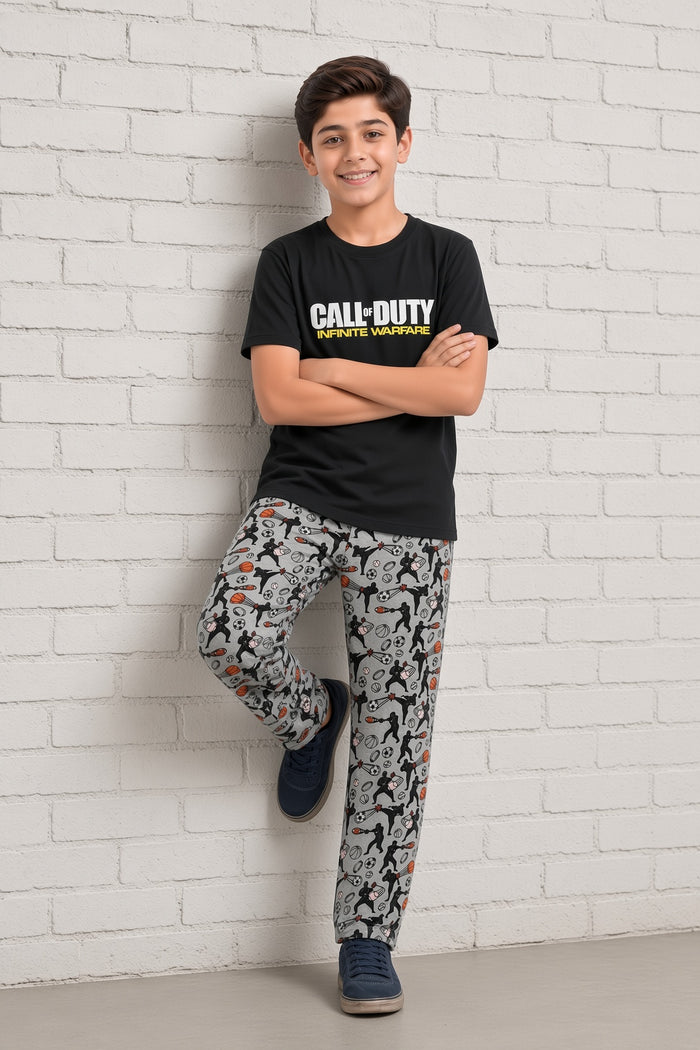 Boys Premium Black T-Shirt & Grey Printed Trouser Set (Call of Duty) - Hinz Clothing