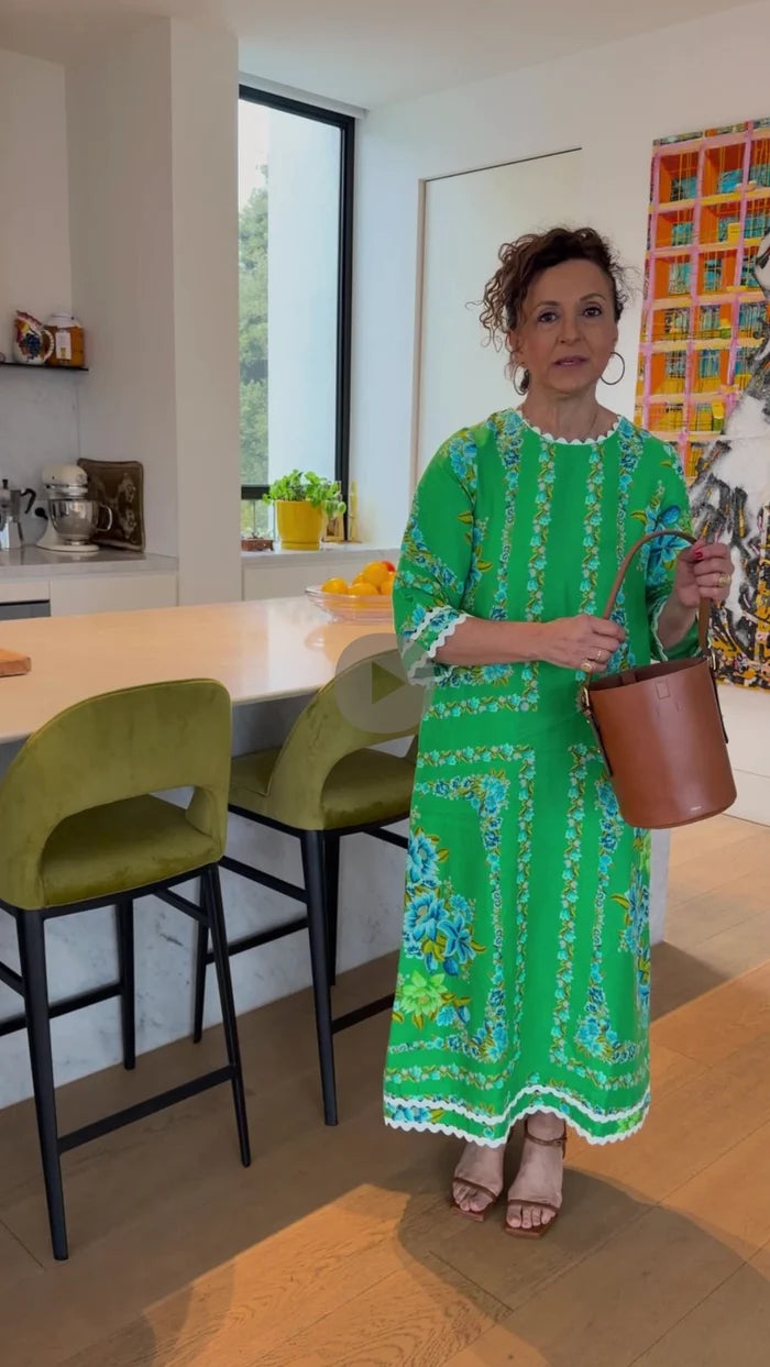 Camille Linen Dress in Santa Barbara Print