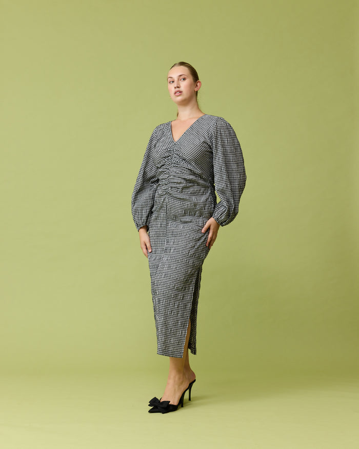 CANARY MIDI DRESS BLACK GINGHAM