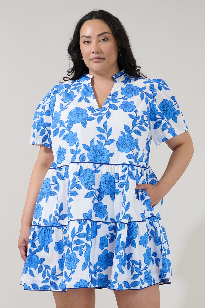 Candace Tiered Mini Dress Glantis Floral Curve