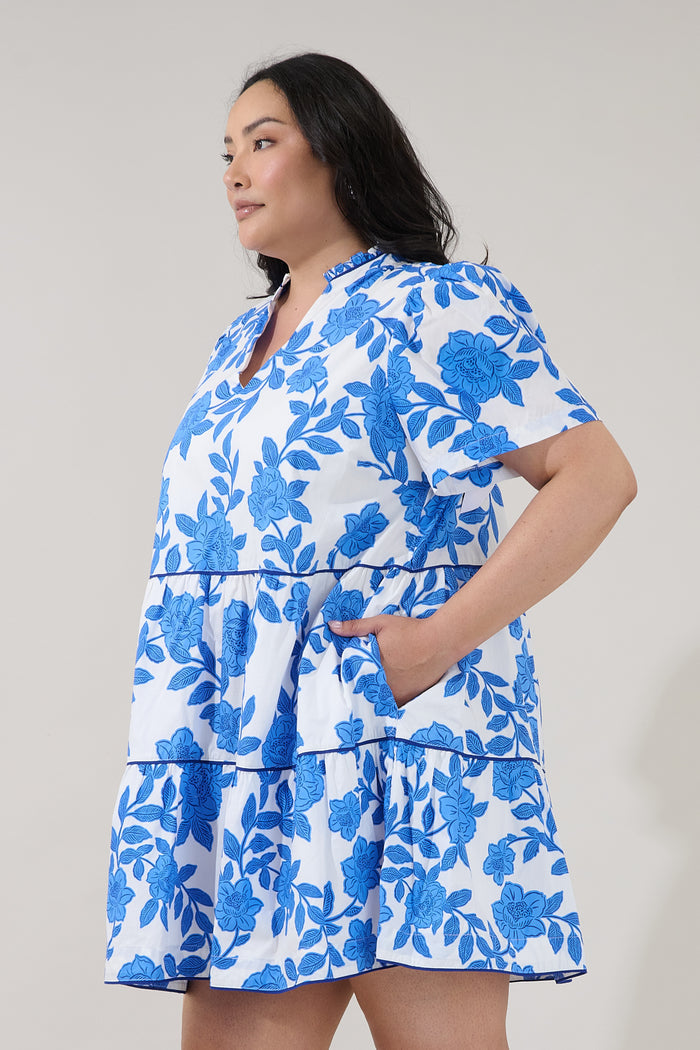 Candace Tiered Mini Dress Glantis Floral Curve