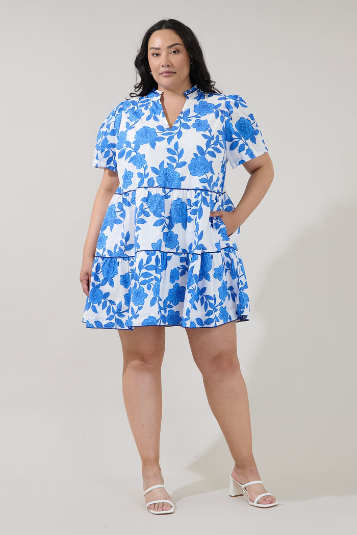 Candace Tiered Mini Dress Glantis Floral Curve