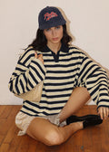 Carrington Striped L/S Polo - Navy
