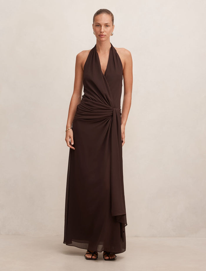 Cartia Wrap Maxi Dress Freckle Forever New