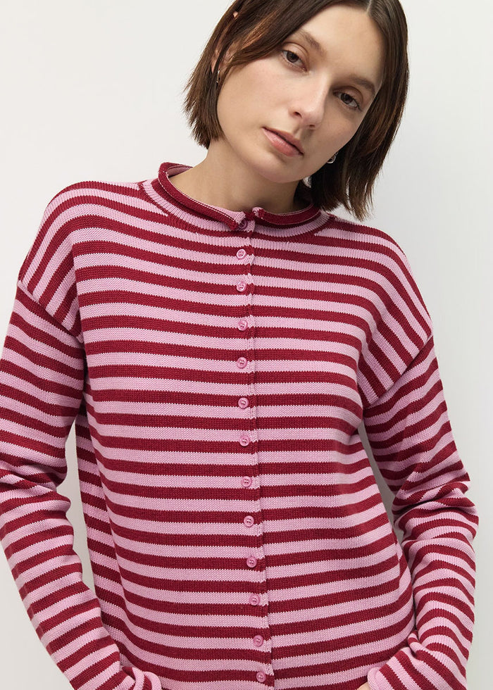 Cecelia Cardigan - Lilac & Burgundy