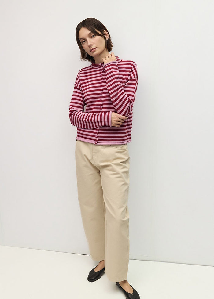 Cecelia Cardigan - Lilac & Burgundy