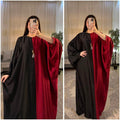 CH 6007 Dual Tone Silk Abaya Style Kaftaan Dress - Saimwear