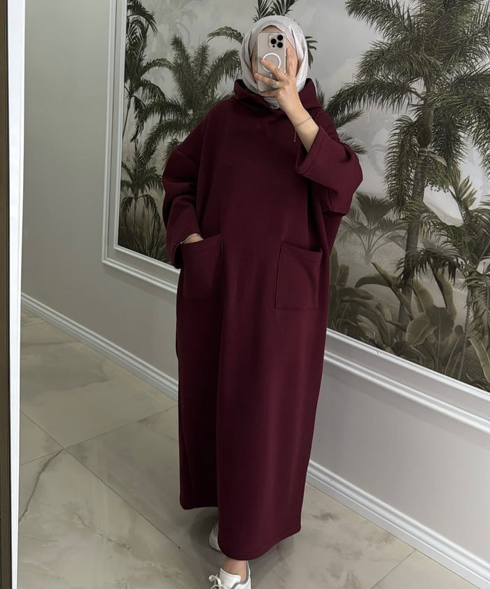 CH 606 - Everyday Modest Abaya Style Hooded Outfit - Saimwear