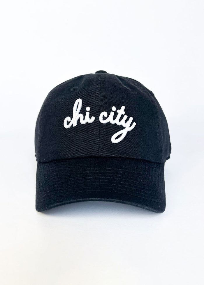 Chi City Cursive Dad Hat - Black