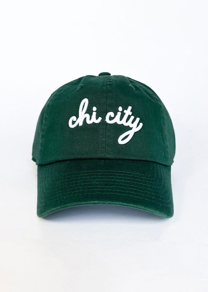 Chi City Cursive Dad Hat - Green