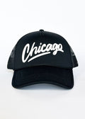 Chicago Script Trucker Hat - Black