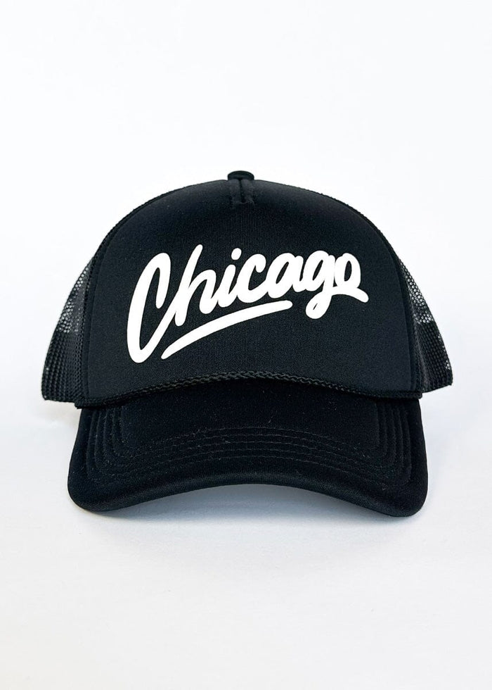 Chicago Script Trucker Hat - Black