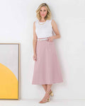 Chino Pure Cotton Twill Flared Skirt - Pink - The Classic Boutique