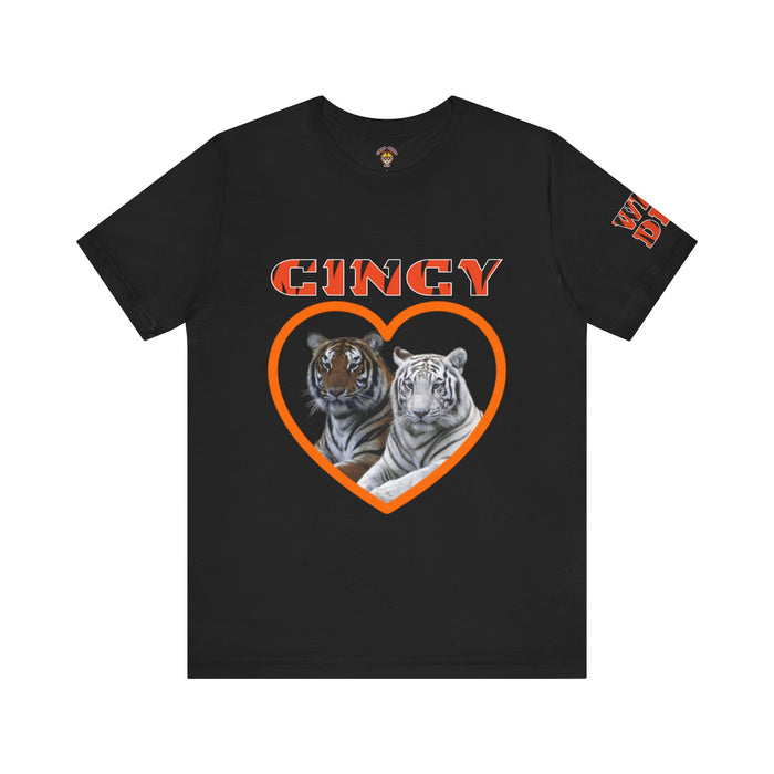 Cincy Cat Lover Unisex Tee - Bold Orange Animal Print Shirt