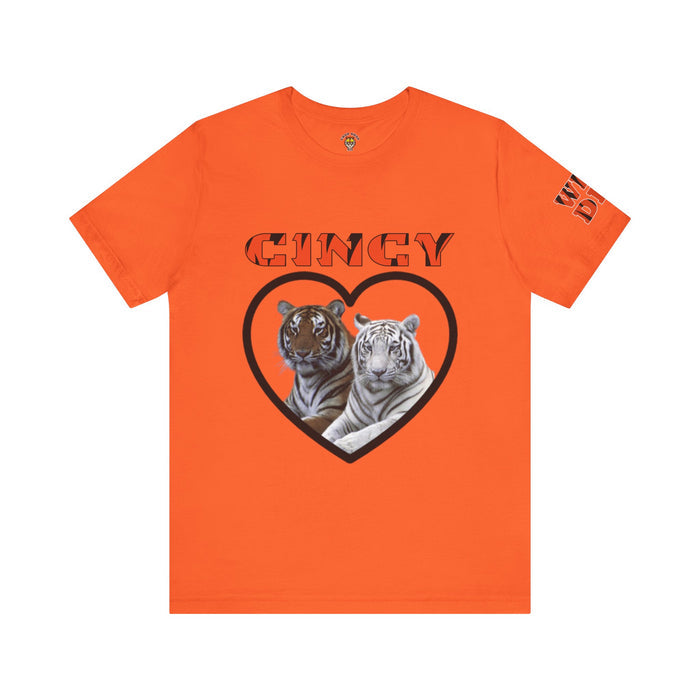 Cincy Cat Lover Unisex Tee - Bold Orange Animal Print Shirt