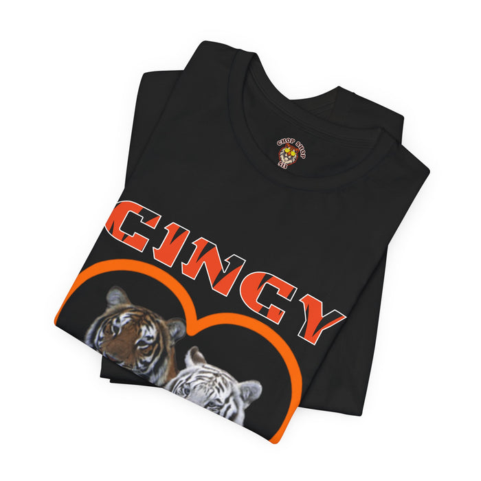 Cincy Cat Lover Unisex Tee - Bold Orange Animal Print Shirt