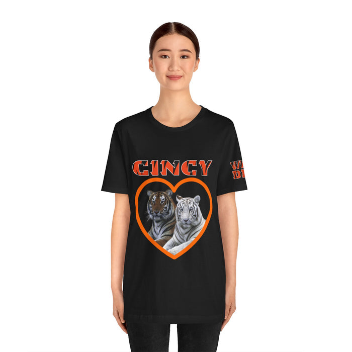 Cincy Cat Lover Unisex Tee - Bold Orange Animal Print Shirt