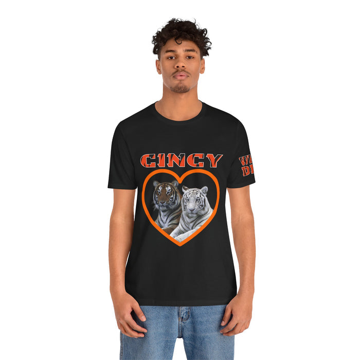 Cincy Cat Lover Unisex Tee - Bold Orange Animal Print Shirt