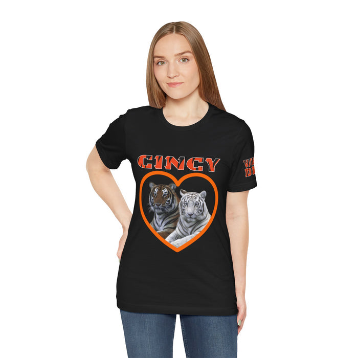 Cincy Cat Lover Unisex Tee - Bold Orange Animal Print Shirt