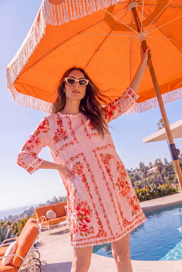 Claire Linen Dress In Pink Portofino