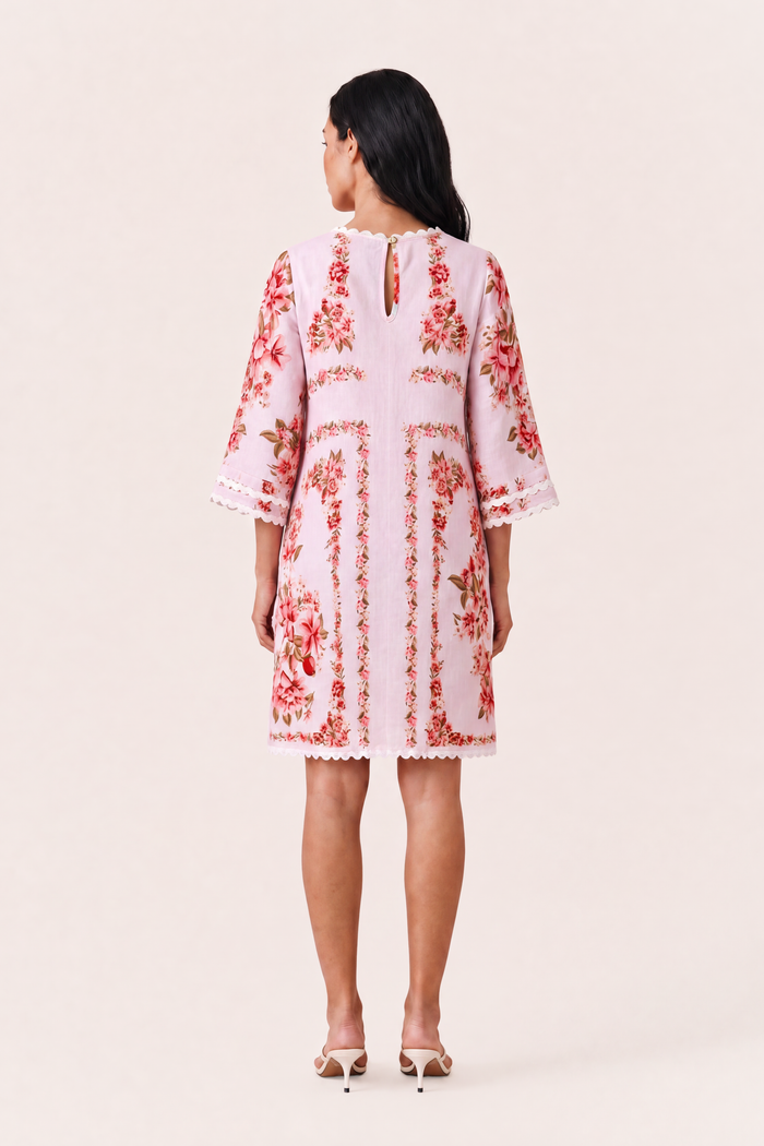 Claire Linen Dress In Pink Portofino