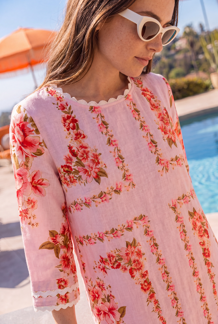 Claire Linen Dress In Pink Portofino