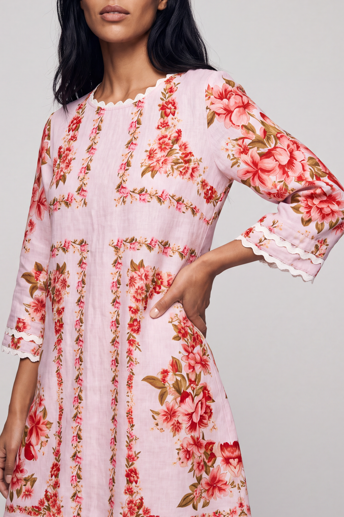 Claire Linen Dress In Pink Portofino