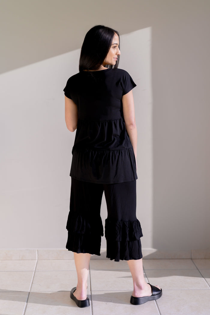 Cloudbound Babydoll Button Top Black