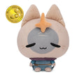 Cloudheads: 5" Mystic Moon (Elder Witch) - A plush cat with a beige head, gray face, orange star on its forehead, and a blue outfit, shown on a white background with a gold Mom's Choice Award badge in the top left corner.