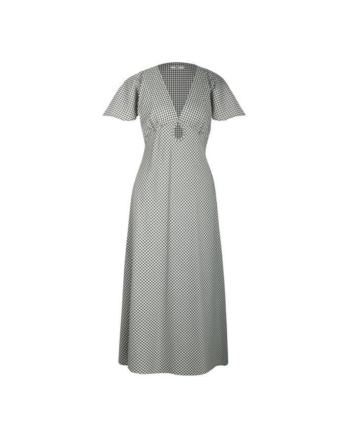 CLOVER MIDI DRESS KHAKI GINGHAM