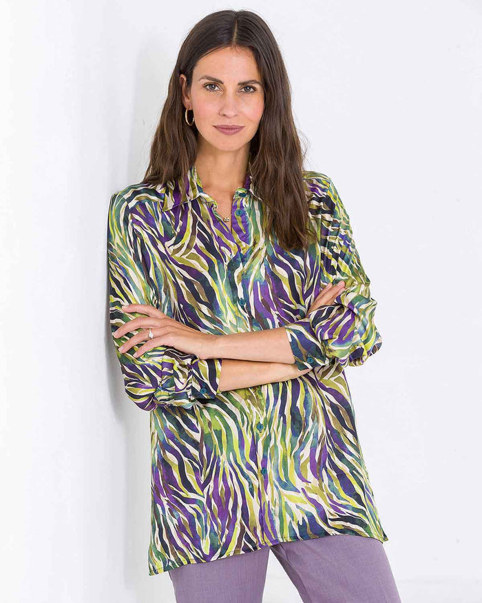 Colby Patterned Pure Viscose Long Sleeve Blouse - Image 1 - The Classic Boutique