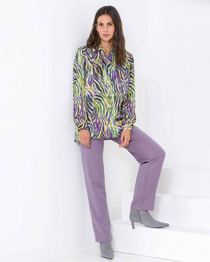 Colby Patterned Pure Viscose Long Sleeve Blouse - Image 2 - The Classic Boutique