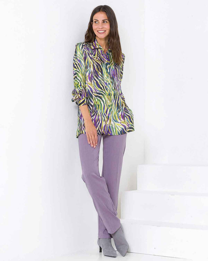 Colby Patterned Pure Viscose Long Sleeve Blouse - Image 3 - The Classic Boutique