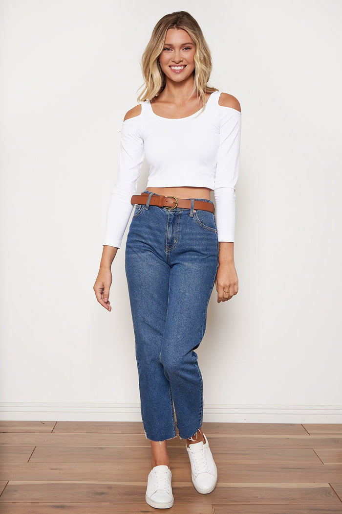Cold Shoulder Long Sleeve Top- Final Sale