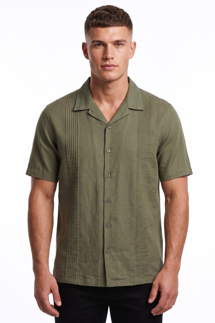 Cotton Linen Revere Collar Shirt