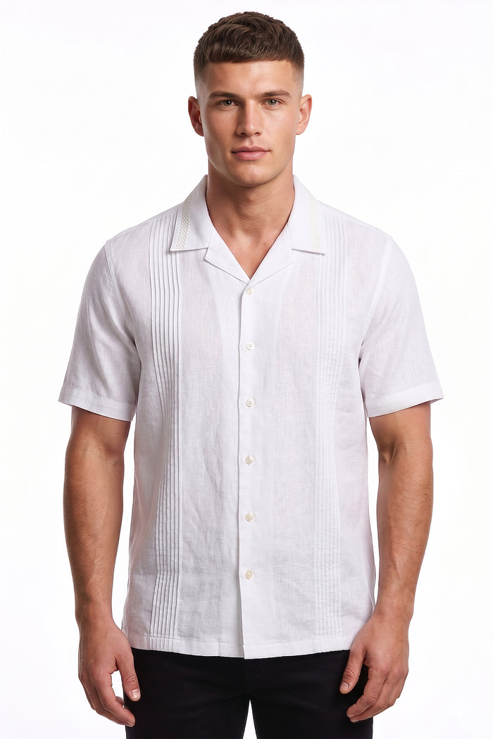 Cotton Linen Revere Collar Shirt