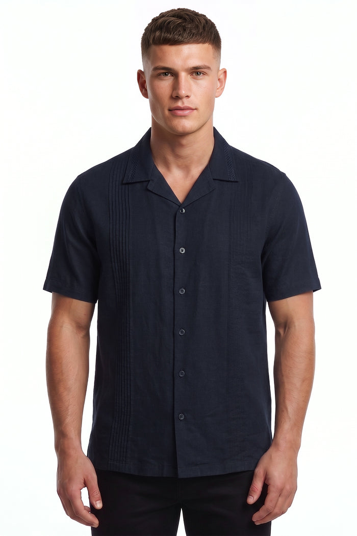 Cotton Linen Revere Collar Shirt